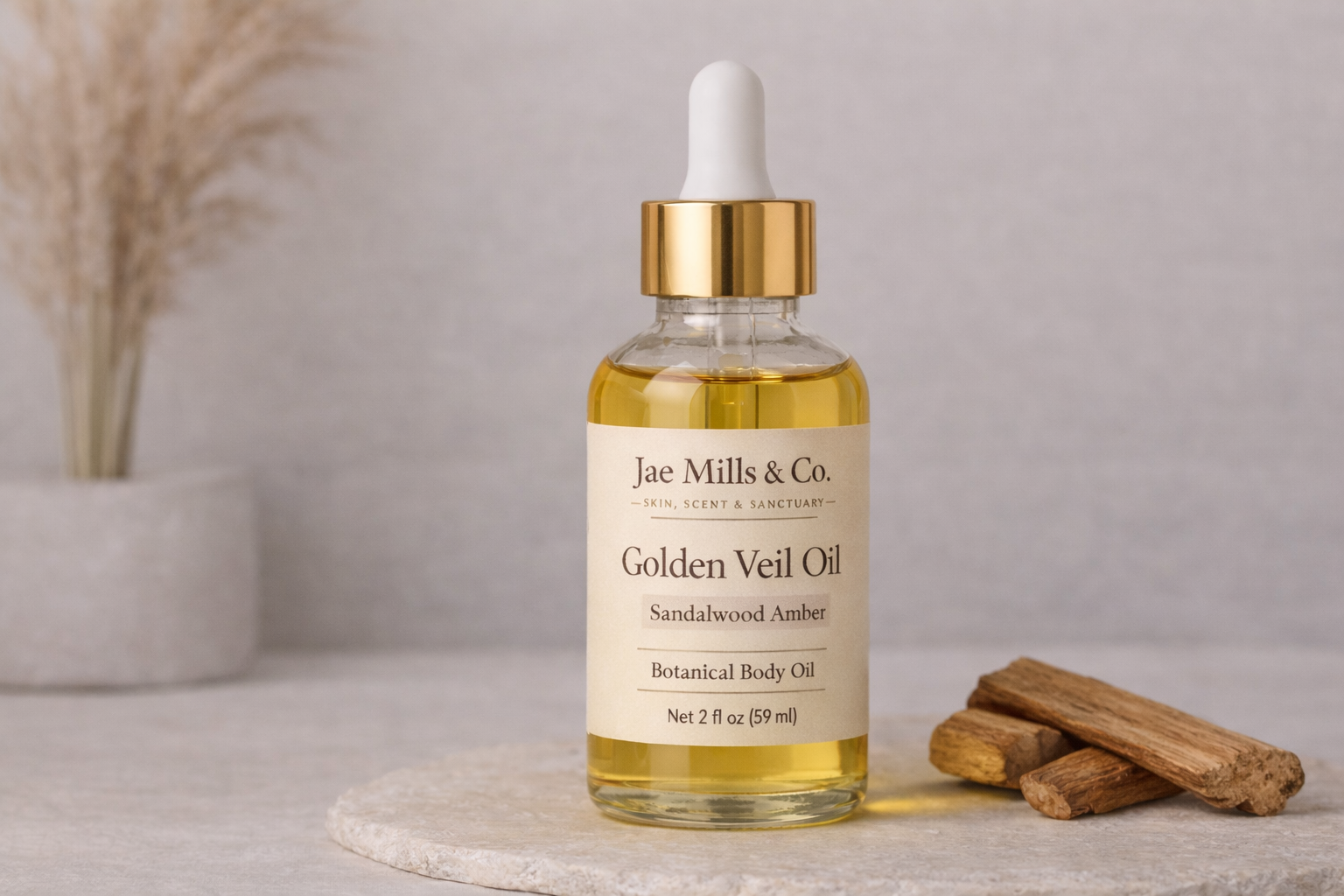 Golden Veil Oil – Botanical Body Oil | Sandalwood Amber